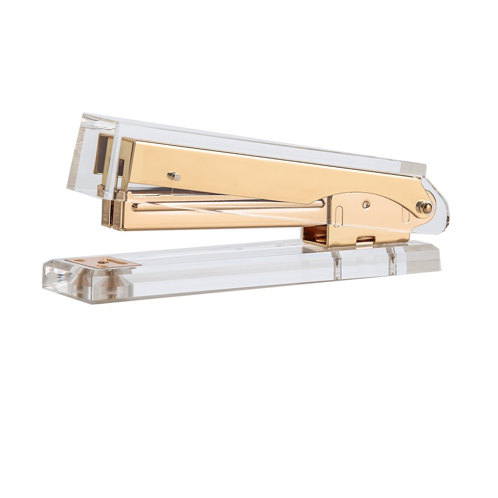 Draymond Story Clear Gold Toned Acrylic Stapler - Fits Standard Staples (Gift Idea for Colleagues)