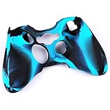 Factop Xbox360 Controller Camo Black Blue Silicone Protector Skin Case Cover