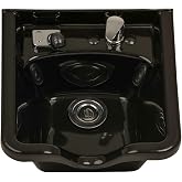 Buy-Rite OD-31505 Shampoo Bowl Acrylic Deep Wide Sink Black | Molded Acrylic, For Salons And Barber Shops, Includes Spray Hose And Drain, Removable Hair Trap, Ergonomic Neck Cutout