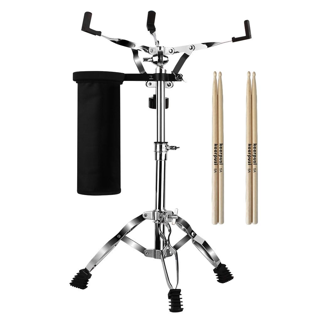 Photo 1 of Keerpusi Snare Drum Stand with Drum Sticks Holder And two drumsticks, Double Braced Tripod Snare Stand for 10 to 14 Inch Snare Drum Pad, Snare Drum Beginners, Adjustable Height 14.5 to 23 Inches