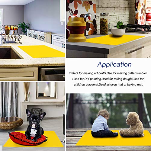 27.5 x 19.6 inches Silicone Mats, Gartful Oversize Resin Jewelry Casting Molds Mat Tumbler Sheets Nonslip Nonstick Multipurpose Placemat Waterproof Table Mat for Craft, Liquid, Resin, Yellow - Thumbnail 4