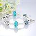 Presentski Charm Bangle with Silver Plated Charms Glass Beads and Heart Pendant for Girls Women