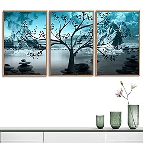 3 Piece Framed Canvas Wall Art for Living Room, Bedroom Abstract Tree Canvas Prints for Home Decoration Ready to Hang - 16"x24"x3 Panels