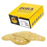 Dura-Gold Premium - 400 Grit - 5" Gold Sanding Discs - 8-Hole Dustless Hook and Loop for DA Sander - Box of 50 Finishing Sandpaper Discs for Woodworking or Automotive