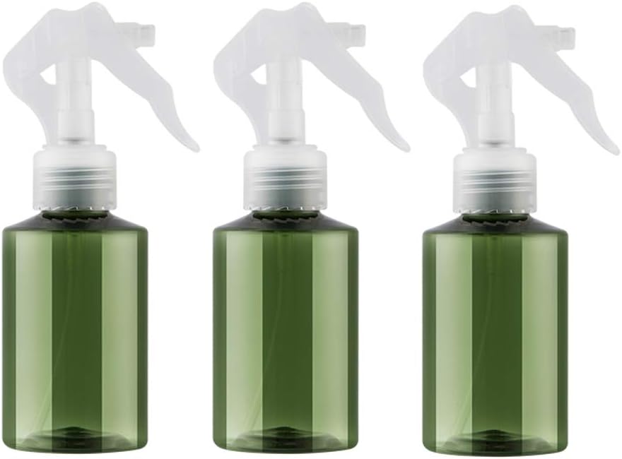 3Pcs 100ml/3.4oz Green Plastic Empty Refillable Spray Bottles with Hand Triggers Hand-pressure Spray Nozzle Atomizers Fine Mist Barber Sprayer Water Sprinkle Containers for Gardening Hairdressing