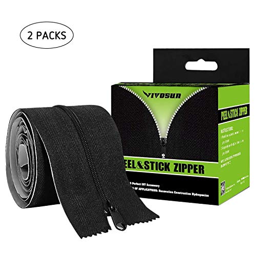 VIVOSUN Two Packs Heavy Duty Peel & Stick Zipper for Dust Barriers 7ft x 3inch
