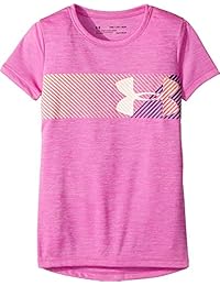 Under Armour playera de manga corta con logotipo grande híbrido para niña