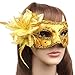 IETANG 10pcs Set Mardi Gras Half Masquerades Venetian Masks Costumes Party Accessory (gold-10pc)