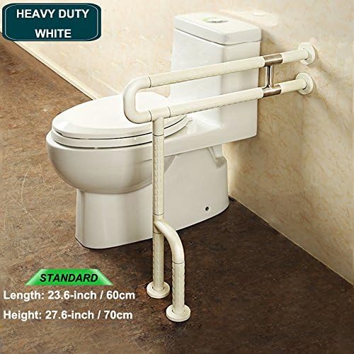 Standard Bathroom Grab Bar Handrails Hand Grips Safety Handle Assist Frame Railings Rail Support for Toilet Bathtub Shower, Heavy Duty, 304 Stainless Steel, Anti-slip Nylon , 23.6" (60cm) , White