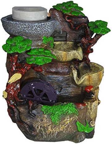 Chico Cascading Indoor Water Table Top Feature Grinding Wheel & LED Lighting