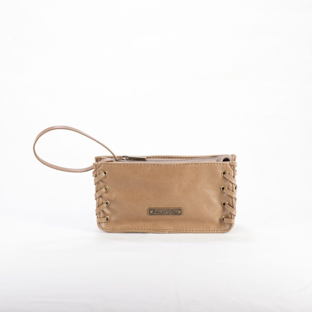 Fauxsol Western Clutch with Detachable Writslet, Tan