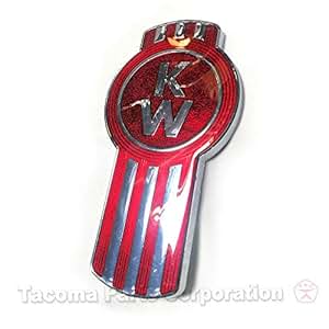Amazon.com: Kenworth Hood Logo Emblem Badge L53-1002-10 Chrome and Red ...