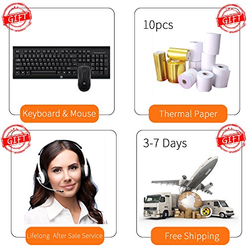 ZHONGJI Pos System, Cash Register PC, Point of Sale Kit, 58mm Thermal Receipt Printer, Handhold Barcode Scanner ,Stainless Steel Cash Drawer, 220VFD Customer Display (With OS / NO Software) - Thumbnail 5