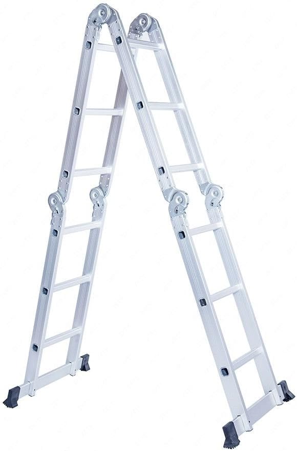 Idealchoiceproduct 11FT Silver 4X3 Aluminum Multi Purpose Folding Step Ladder Scaffold Extendable