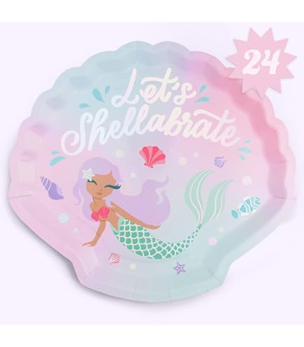 Amscan Metallic Round Plates - Mermaid Wishes Collection, 9 Inch, 8 Count, Birthday Party Supplies - View #4