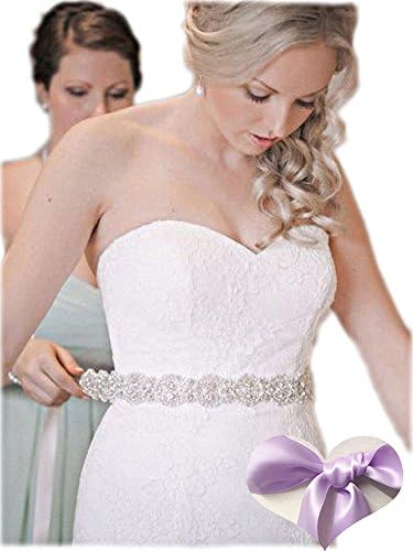 Kunlai Rhinestone Sash Belt Lavender Wedding Belt Bridesmaid Dress Belt Crystal Bridal Sash