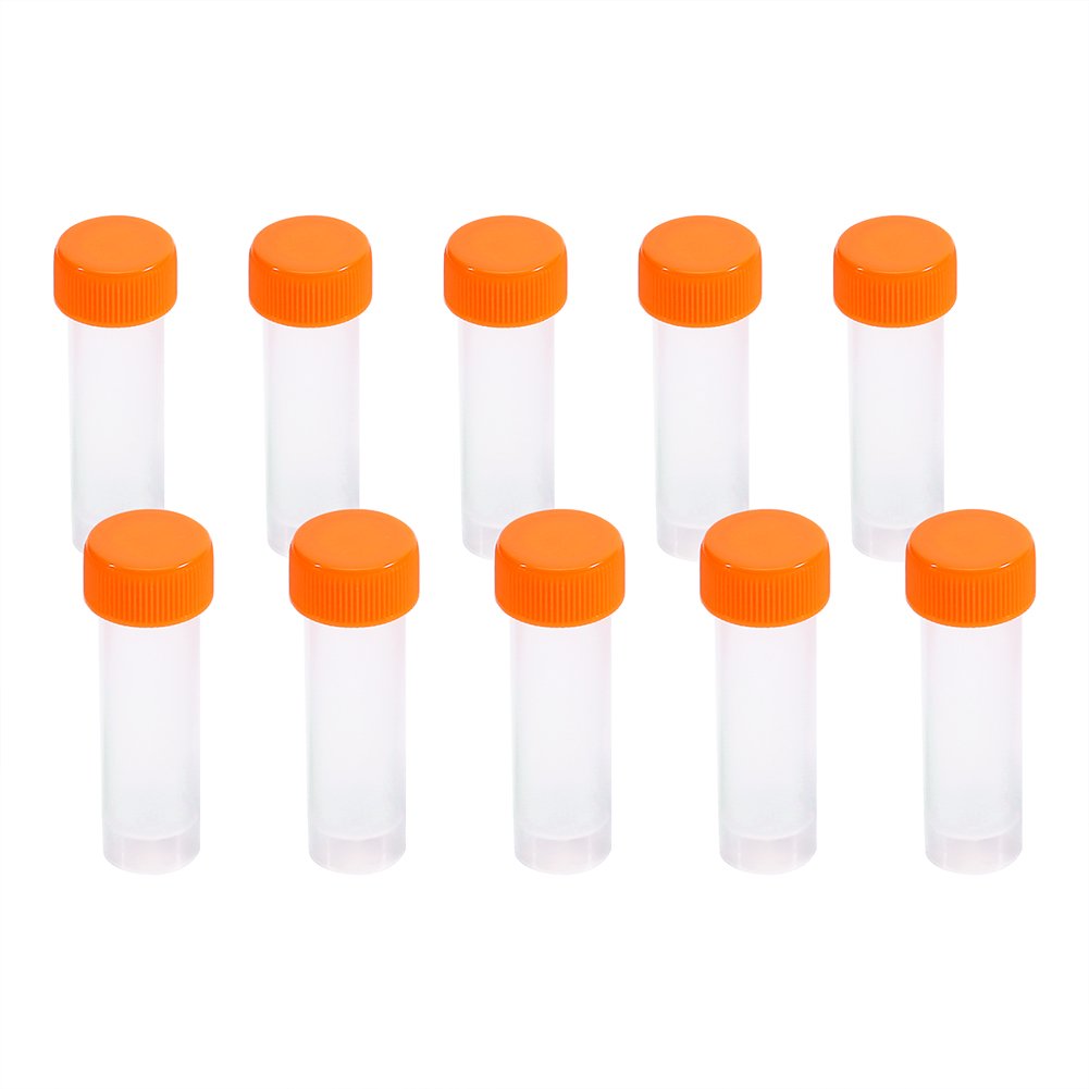 Akozon Test Tubes 5ml, 10pcs Scientific Research Laboratory Schools Plastic Frozen Test Tubes Vial Screw Seal Cap with Silicone Gasket