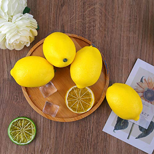 BigOtters 25PCS Artificial Lemons, 2 x 3 inches Vivid Faux Lemon Fake Yellow Lemon for Fake Fruit Bowl, Home Kitchen Table Cabinet Party Decor Photography Prop
