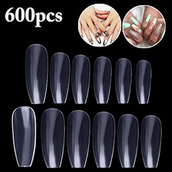 Kapmore 600PCS Fake Nails DIY Artificial Clear Detachable Nails False Nails for Nail Art