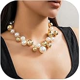 Pearl Necklaces for Women Chunky Pearl Beaded Statement Choker Necklace Elegant Wedding Prom Birthday Christmas Gift Jewelry