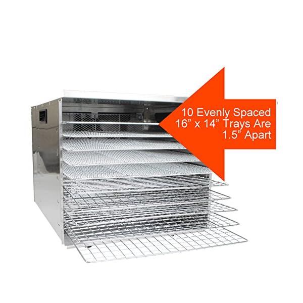 Crawford-Kitchen-Commercial-Food-Dehydrator-Stainless-Steel-Easy-To-Clean-Body-Pro-Quality-Dehydrated-Raw-Food-Jerky-Maker-1000W-Ultra-High-Effieciency-Design