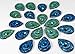 20 Pcs Peacock Blue & Green, Iridescent Flat Back Teardrop Beads Cabochons