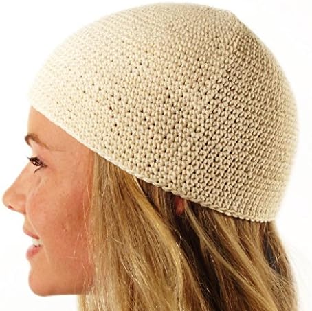 Knit Cotton Cap men or women - MayaWear Off-White Beanie/Kufi