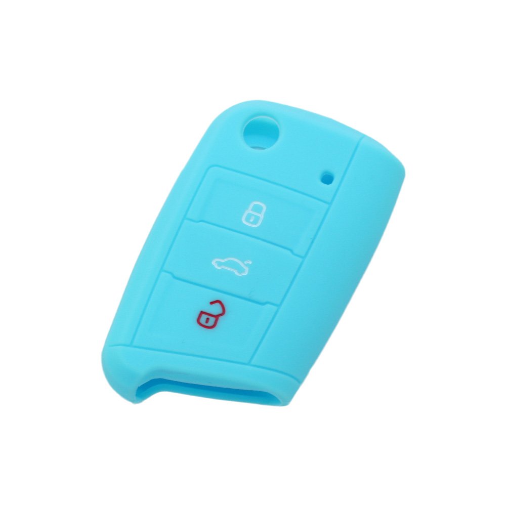 BROVACS Silicone Cover Protector Case Holder Skin Jacket Compatible with VOLKSWAGEN 3 Button Flip Remote Key Fob CV9803 Light Blue