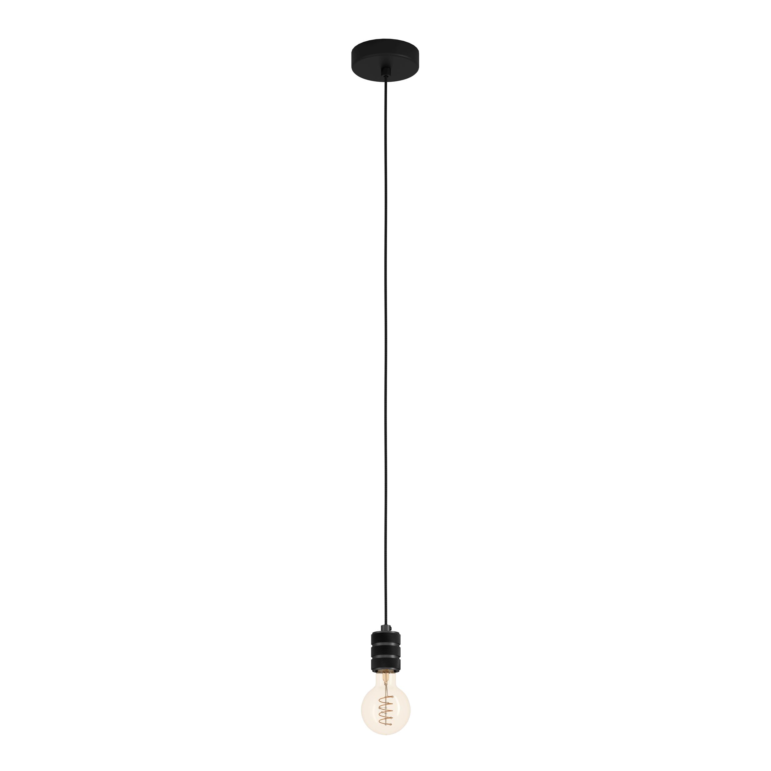 Eglo Pendant Lighting Yorth, Ceiling Light Fitting, Hanging lamp for Dining and Living Room, Bulb Holder Made of Metal in Black and Nickel-Nero, E27 Socket