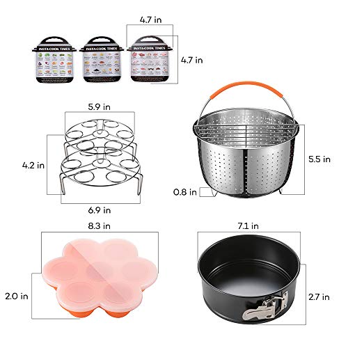 Accessories Set Compatible with Instant Pot 6,8 QT, Steamer Basket with Divider, Springform Pan, Egg Bites Mold, Stackable Steamer Racks, Magnetic Cheat Sheet by SiCheer - Thumbnail 6