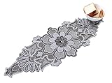 Linen Clubs Hand Made Beaded Table Runner 13x36 Inch Floral Design Silver Combo Colors,Produced by Skilled Village Artisans in India - A Beautiful Complements to Dinner Table Decor Offered