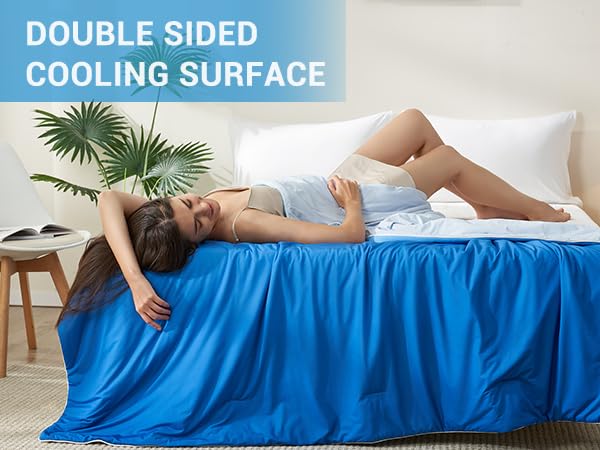 Elegear Cooling Comforter King Absorbs Body Heat to Keep Cool, Double-Sided Cooling Blanket for Hot Sleepers Arc-Chill Cool Fabric Q-Max>0.5, Lightweight Summer Comforter Cold Blanket, deep blue