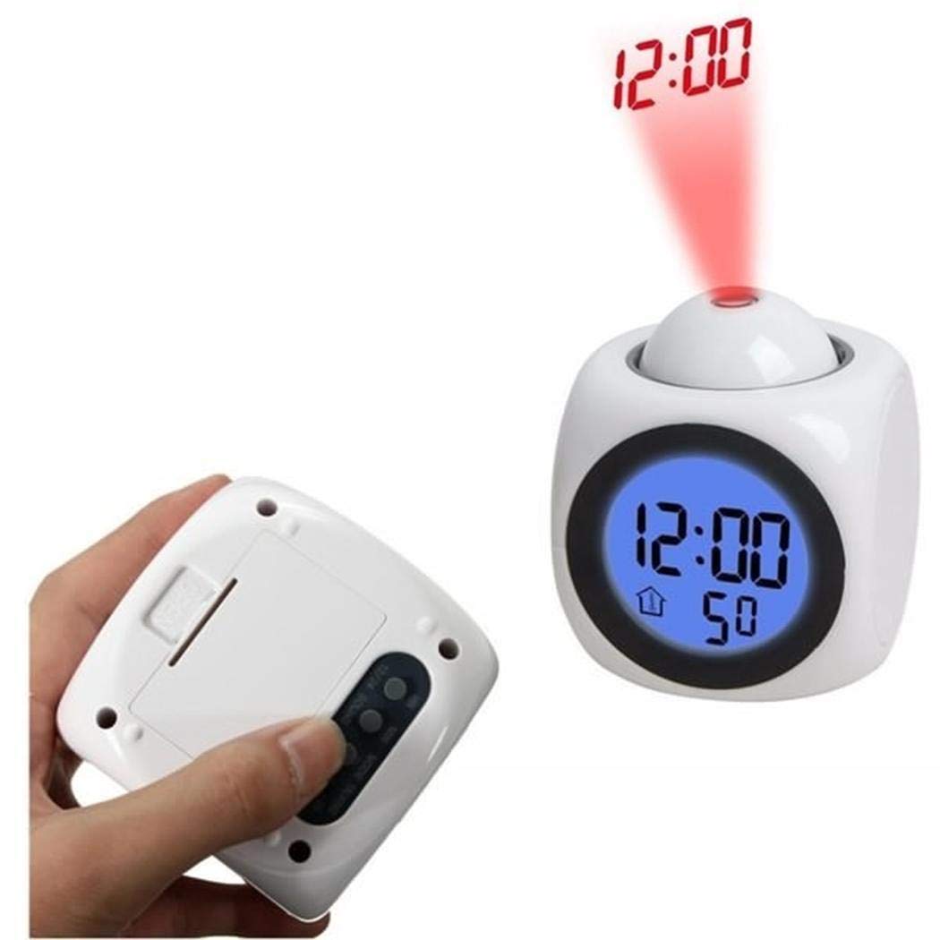 lazinem Multifunction LCD Projection Alarm Clock Time Temperature Display Clock Alarm Clocks