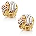Gem Stone King 3 Tone White, Rose and Yellow 13mm Gold Plated Knot Earrings