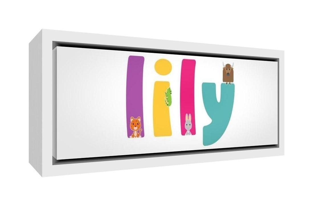 Little Helper Canvas with Wooden Frame Style Example Girl/The Name of Coloured Lily 46 x 19 x 3 cm White Solid Small