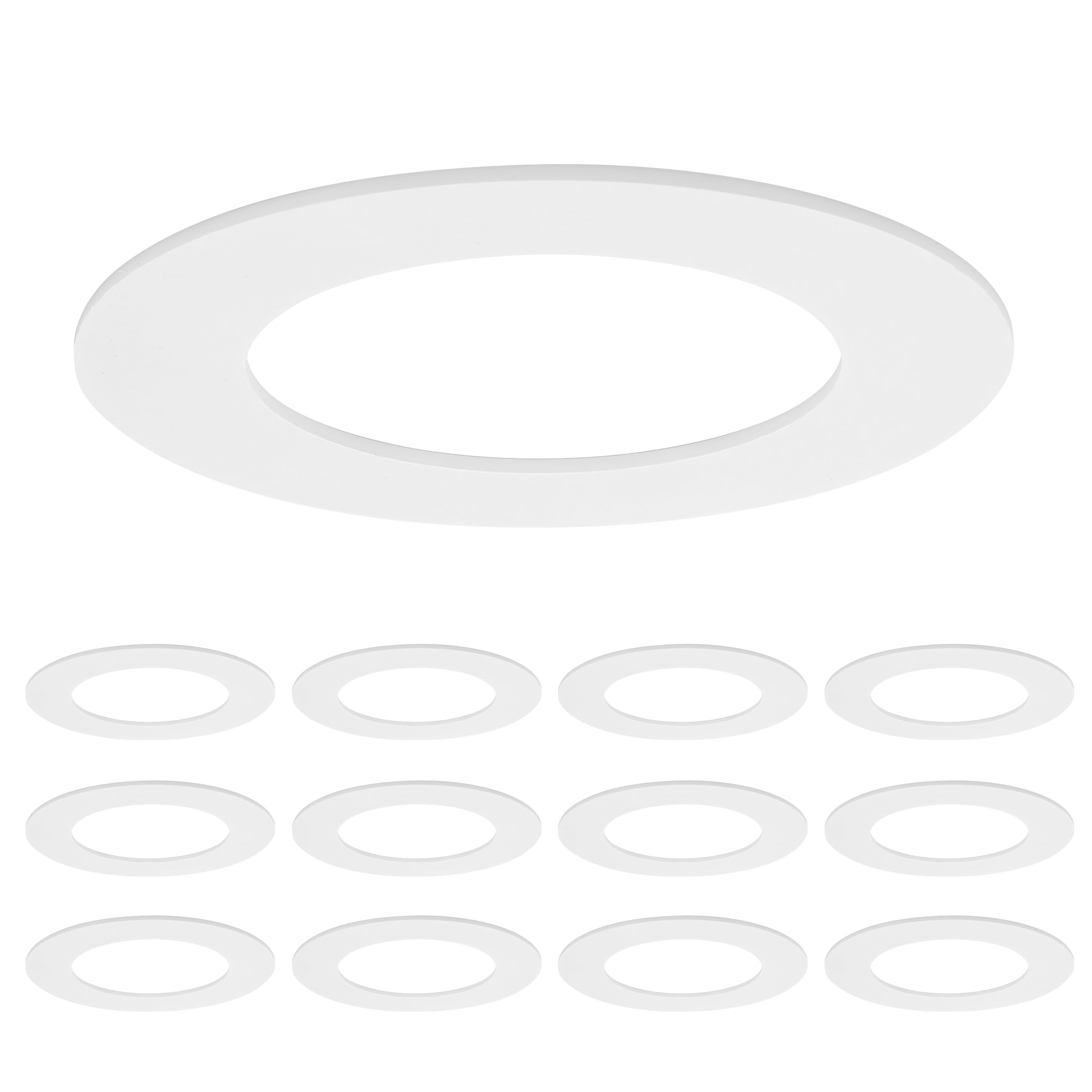 Photo 1 of Maxxima 12 Pack 4 in. Goof Rings for Recessed Lights, Can or Canless Lighting Round Downlight Trim Ring, Outer Diameter 6.7” Inner Diameter 4.25”, Durable Plastic Design, White Extended Trim