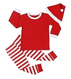 Von kilizo Boys Christmas Pajamas Little Kids Pjs Sets 100% Cotton Sleepwears Toddler Clothes + Christmas Hat(5-6 Years)