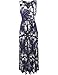 Aphratti Women's Bohemian Sleeveless V Neck Faux Wrap Floral Maxi Dress Navy XL