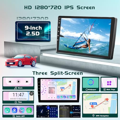 Hikity Android 15 6+128GB Car Radio DSP Carplay for Citroen Berlingo B9 2008-2017/Peugeot Partner 2008-2019 Aves 9" Screen, Auto Radio Aves Wireless Carplay Android Auto, BT/WiFi/FM/RDS+CAM+MIC