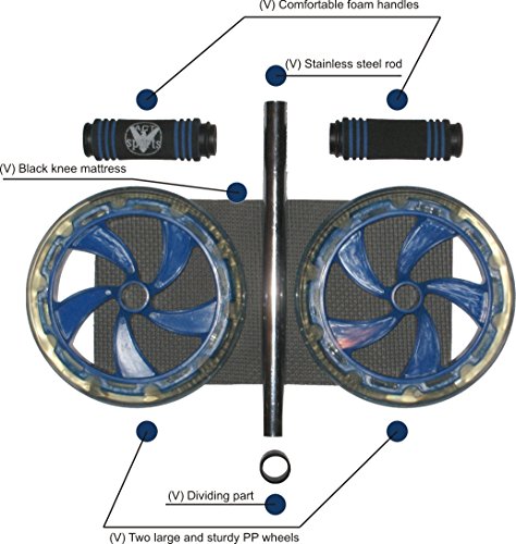 V-Act-Sports-PRO-ABS-Workout-Roller-Wheel-Exercise-Equipment-wKnee-Mattress-Sturdy-and-Well-Made-Blue-PP-Fit-for-All-Surfaces-and-Extremely-Light