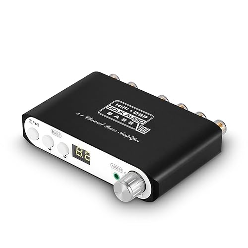 Nobsound Channel Hi-Fi Bluetooth Power Amplifier, Mini Stereo Audio Amp  with Dual DSP, Subwoofer Output, Desktop Mini Size, Home Theater (Q100) in 