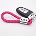 For Audi Logo Emblem Key Chain Key Ring Metal Alloy BV Style Calf Leather Gift Decoration Accessories (Hot Pink)