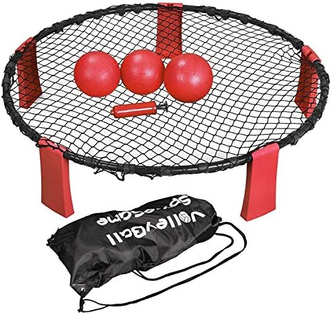 JupiterForce Bounce Game Spike Game Set Indoor Outdoor Game Yard, Lawn, Beach, Tailgate - Includes 3 Balls, Carrying Case