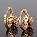 GULICX Yellow Gold Tone Pink Girls' Earrings Hoops Huggies Round Cubic Zirconia
