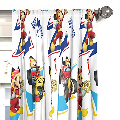 Disney Junior Mickey Mouse and The Roadster Racers 63" Drapes/Curtain 4-Piece Set (2 Panels, 2 Tiebacks)