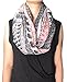 Lina & Lily Boho Elephant Print Women's Infinity Scarf Lightweight (White & Black & Red)