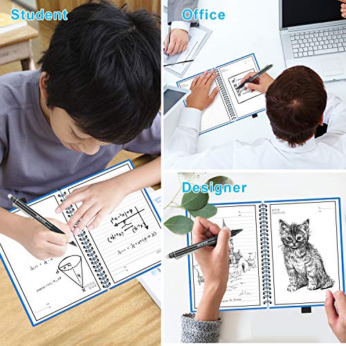 NEWYES Reusable Smart Notebook, A5 Size Wirebound Notebook 100 Pages - 50 Pages Wide Rule & 50 Pages Dotted - Cloud Storage [Included with 1 x Erasable Pen, 1 x Microfiber Cloth] - Thumbnail 6