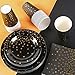 Black and Gold Party Supplies 200PCS Disposable Paper Plate Cup Napkin Set Includes 9