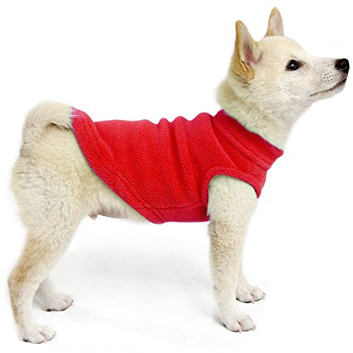 Gooby Stretch Fleece Pull Over Cold Weather Dog Vest, Red, Medium