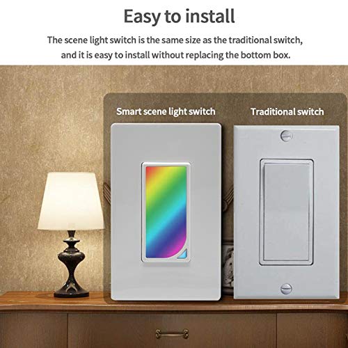 Smart WiFi Light Switch with Built-in LED Night Light Works with Alexa,Google Assistant and IFTTT, RGB Colors,In-Wall